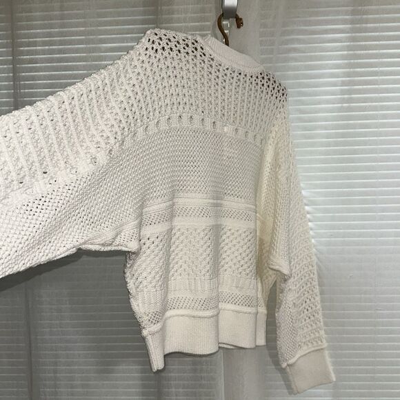 Madewell XL Off-White Lighthouse Open-Stitch Knit Dolman Cotton Pullover Sweater - Picture 10 of 14